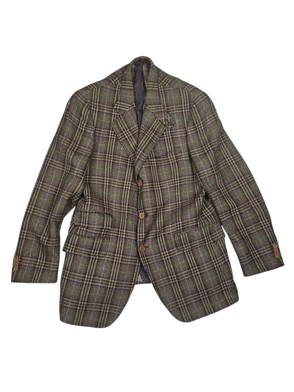 Etro Italy Wool Blend Plaid Sport Coat Blazer Tailored Brown Multi EU 52 US 42
